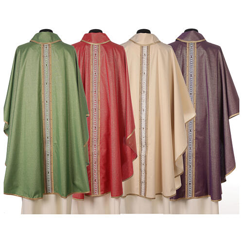 Chasuble with golden embroidery, wool and lurex, 4 colours Gamma 7