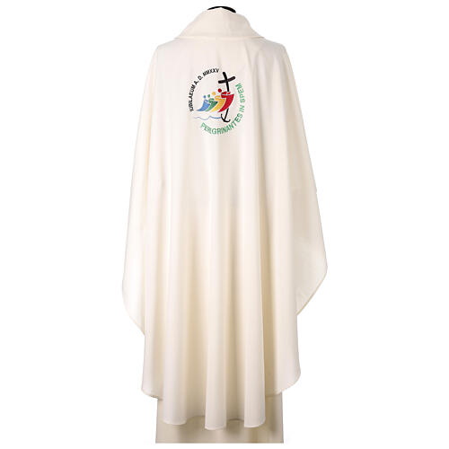 Slabbinck ivory chasuble with 2025 Jubilee official logo, Dupion fabric 6