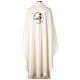 Slabbinck ivory chasuble with 2025 Jubilee official logo, Dupion fabric s6