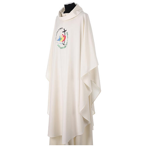 Chasuble ivoire Slabbinck Jubilé 2025 en Dupion logo officiel coloré 4