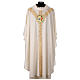 Slabbinck Gothic chasuble, ivory-coloured fabric with embroidered golden Jubilee logo s1