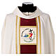 Slabbinck ivory-coloured Gothic chasuble with red velvet band and 2025 Jubilee logo, luxury Dupion fabric s3