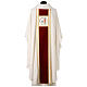 Slabbinck ivory-coloured Gothic chasuble with red velvet band and 2025 Jubilee logo, luxury Dupion fabric s6