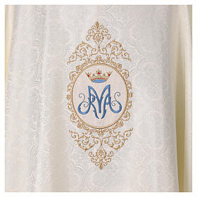 Marian ecru chasuble with Our Lady's monogram