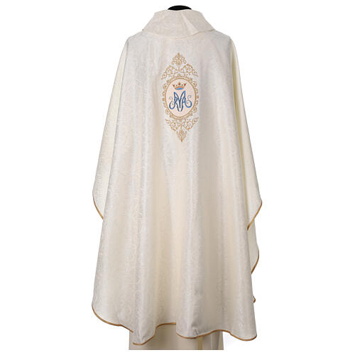 Chasuble mariale écru avec monogramme Marie 5