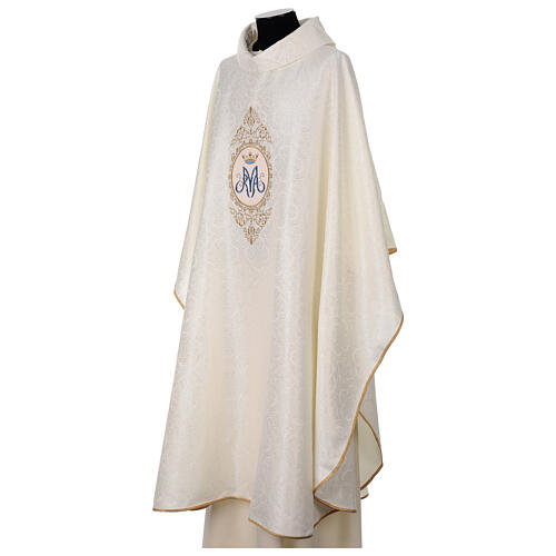Casula ecru mariana con monogramma Maria 3