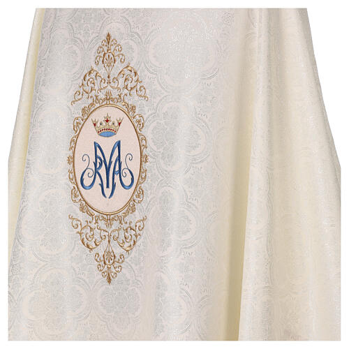 Casula ecru mariana con monogramma Maria 4