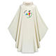 Slabbinck ivory-coloured chasuble with Jubilee 2025 official logo, Dupion fabric, ENG s1