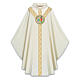 Gothic chasuble by Slabbinck of ivory and golden fabric, Jubilee 2025 official logo embroidered in ENG s1