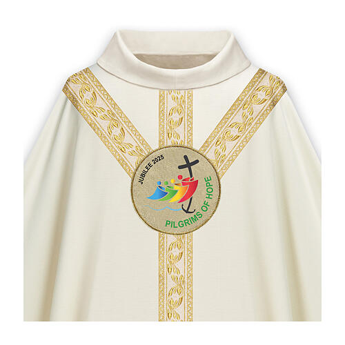Gothic Chasuble Ivory Gold Official English Jubilee 2025 Embroidered Logo 2