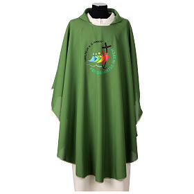 Green chasuble of 2025 Jubilee, full-colour official logo in Multilingual Printed Logo in Colours