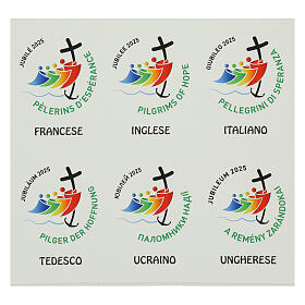 Green chasuble of 2025 Jubilee, full-colour official logo in Multilingual Printed Logo in Colours