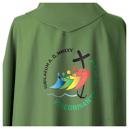 Green chasuble of 2025 Jubilee, full-colour official logo in Multilingual Printed Logo in Colours 8