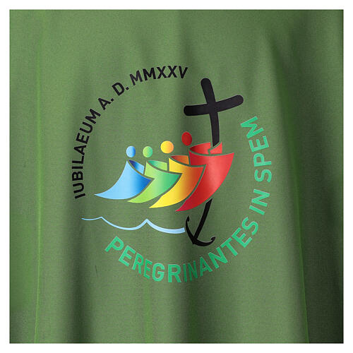 Chasuble Jubilé 2025 verte logo imprimé en couleurs 2