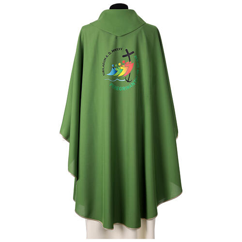 Chasuble Jubilé 2025 verte logo imprimé en couleurs 4