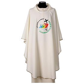 Jubilee 2025 chasuble with printed logo, ivory colours, multilingual