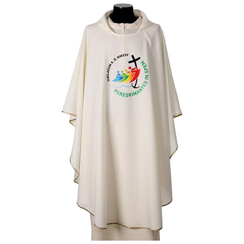 Jubilee 2025 chasuble, full-colour printed logo, cream-coloured polyester 1