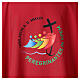 Red chasuble Jubilee 2025, multilingual logo printed in colours. s3