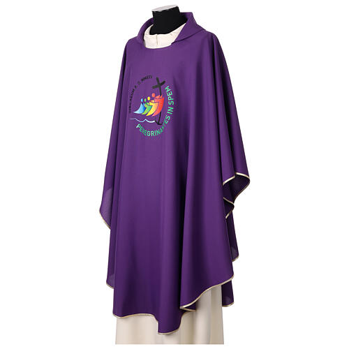 2025 Jubilee violet chasuble with multilingual printed logo in colours 5