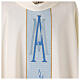 Ivory-coloured chasuble with Marian embroidery on the central band, 100% polyester s2