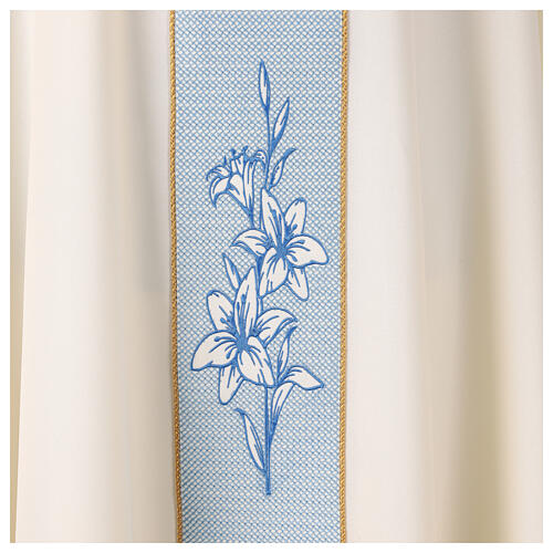 Ivory chasuble with Marian embroidery on 100% polyester sash 4