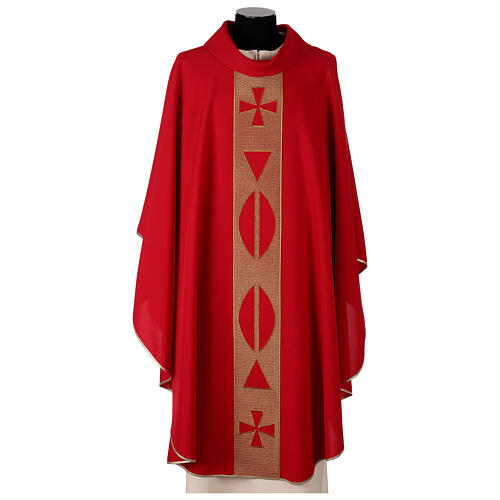 Chasuble with embroideried central band, 100% polyester, 4 colours 1