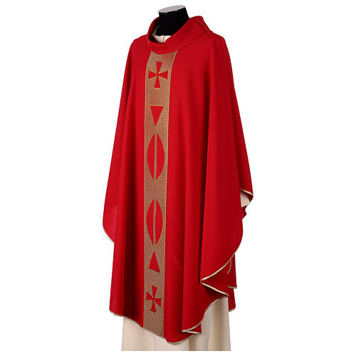 Chasuble with embroideried central band, 100% polyester, 4 colours 5