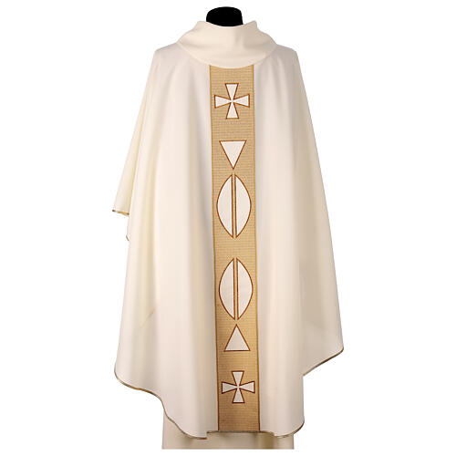 Chasuble with embroideried central band, 100% polyester, 4 colours 10