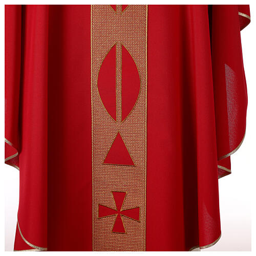 Chasuble 100% polyester broderie sur bande centrale 4 couleurs 6