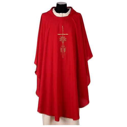 Kasel aus 100 % Polyester-Mikrofaser mit goldfarbener Stickerei – in vier liturgischen Farben 4