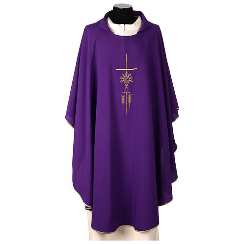 Kasel aus 100 % Polyester-Mikrofaser mit goldfarbener Stickerei – in vier liturgischen Farben 8