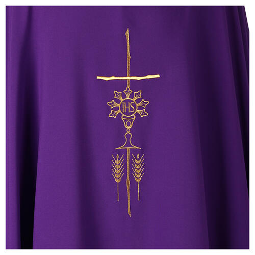 Kasel aus 100 % Polyester-Mikrofaser mit goldfarbener Stickerei – in vier liturgischen Farben 9