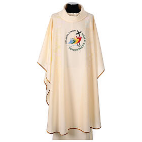 Chasuble Jubilé 2025 brodée écru décoration géométrique