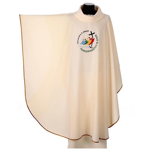 Chasuble Jubilé 2025 brodée écru décoration géométrique 3