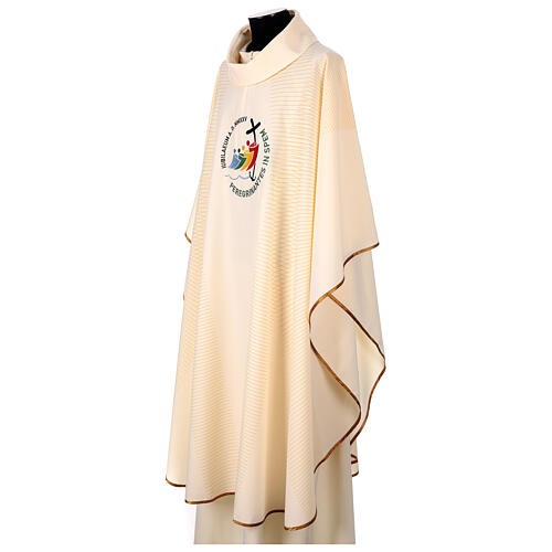 Chasuble Jubilé 2025 brodée écru décoration géométrique 5