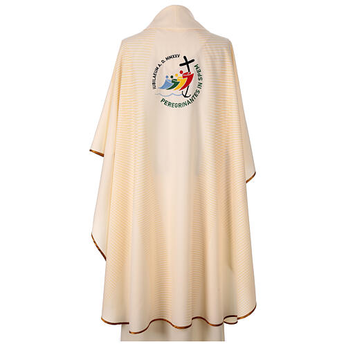 Chasuble Jubilé 2025 brodée écru décoration géométrique 6