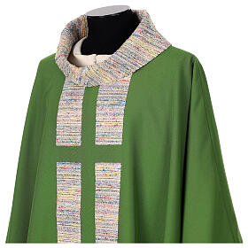 Chasuble with multicoloured band and collar, cotton and viscosa blend