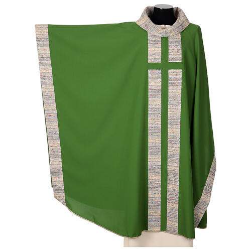 Chasuble with multicoloured band and collar, cotton and viscosa blend 3