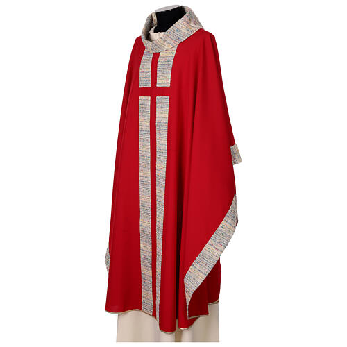 Chasuble with multicoloured band and collar, cotton and viscosa blend 10