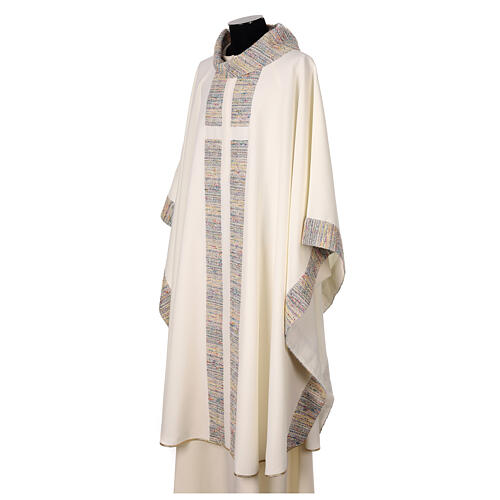 Chasuble with multicoloured band and collar, cotton and viscosa blend 11