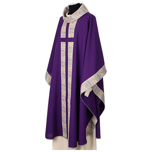 Chasuble with multicoloured band and collar, cotton and viscosa blend 12