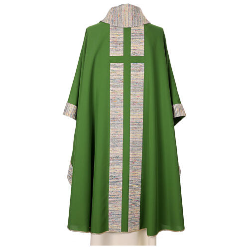 Chasuble with multicoloured band and collar, cotton and viscosa blend 14