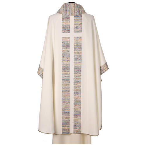 Chasuble with multicoloured band and collar, cotton and viscosa blend 15