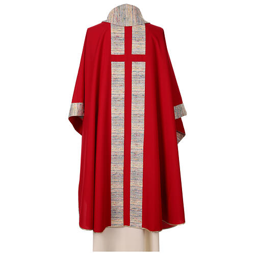 Chasuble with multicoloured band and collar, cotton and viscosa blend 16