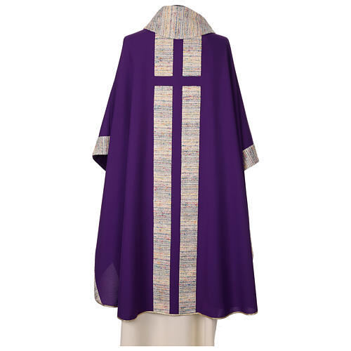 Chasuble with multicoloured band and collar, cotton and viscosa blend 17