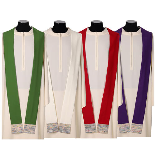 Chasuble with multicoloured band and collar, cotton and viscosa blend 18