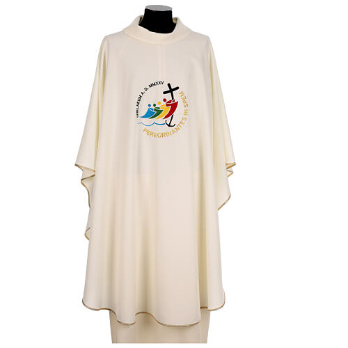 Chasuble of Jubilee 2025 with embroidered Latin logo, Vatican fabric, 4 colours 7