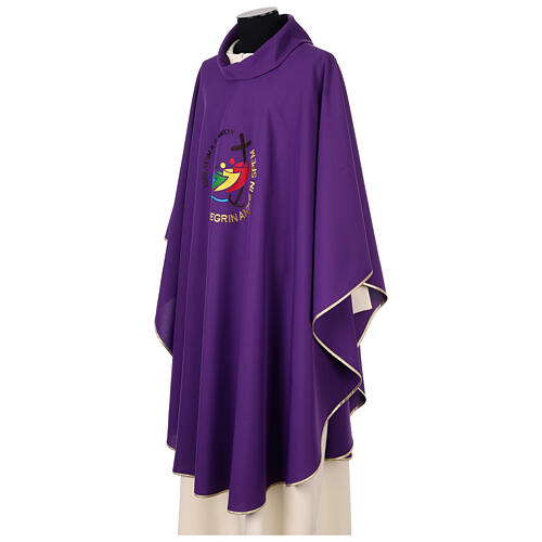 Chasuble of Jubilee 2025 with embroidered Latin logo, Vatican fabric, 4 colours 13