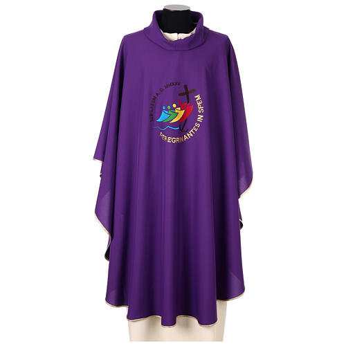 Chasuble Jubilé 2025 logo brodé latin tissu Vatican 4 couleurs 9