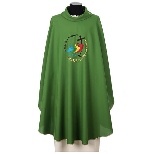 Chasuble Jubilee 2025 Latin embroidered logo Vatican fabric 4 colors 3
